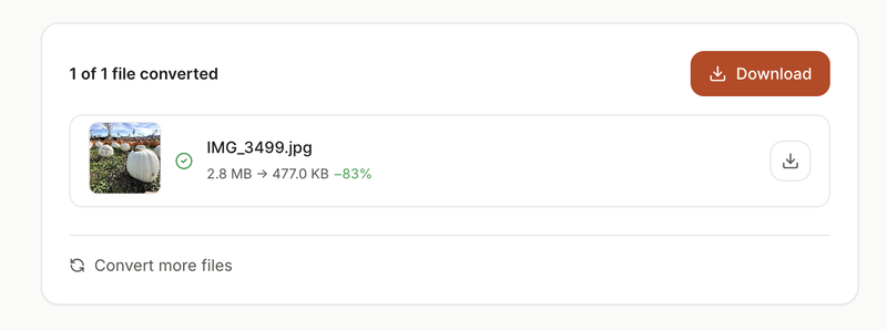 Converted JPG files ready to download from ConvertYard